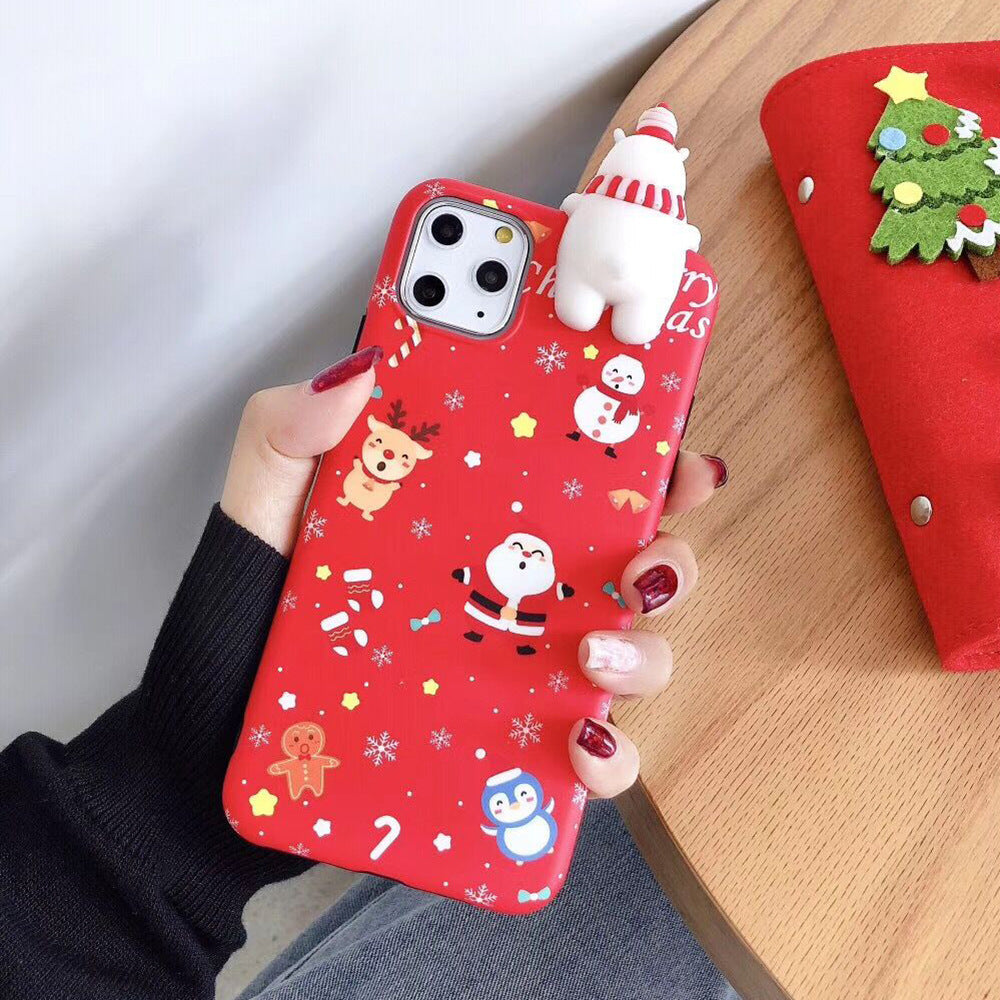 3D Merry Christmas Silicone Phone Case – Cute Holiday Design for iPhone