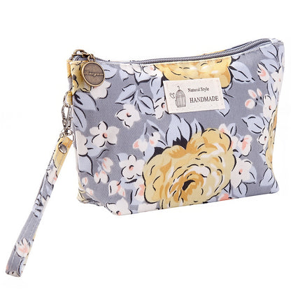 Small Floral Makeup Bag with Wrist Strap – Stylish Washbag