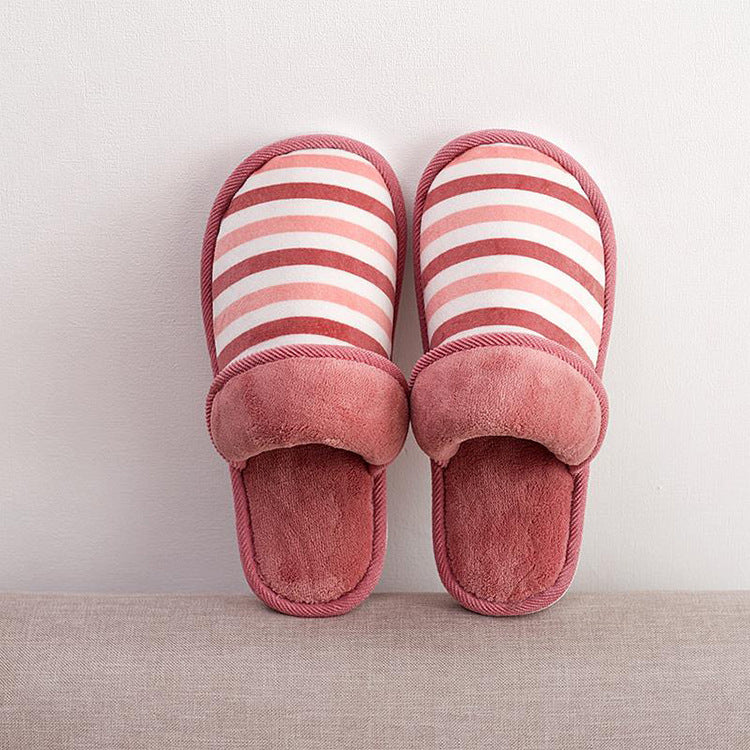 Striped Unisex Warm Closed-Toe Slippers – Cozy Indoor Footwear