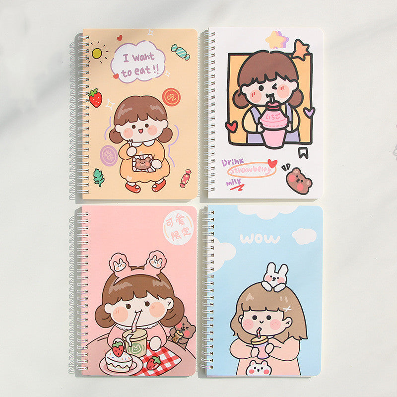 Colorful Korean Spiral Notebooks with Cute Animal & Flower Designs