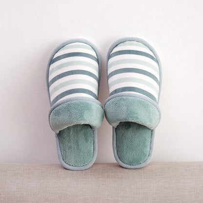 Striped Unisex Warm Closed-Toe Slippers – Cozy Indoor Footwear