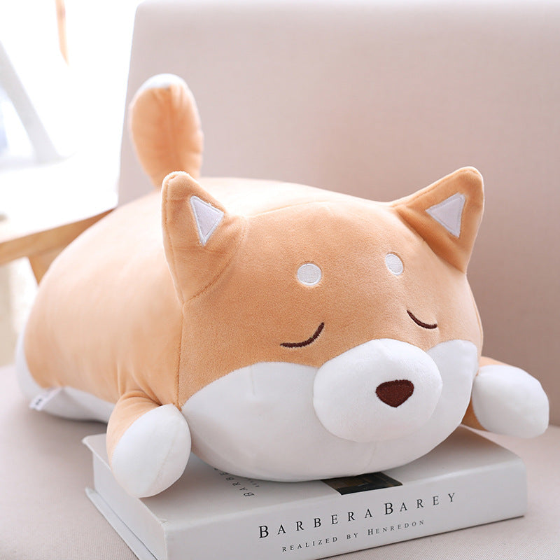 Cute and Huggable Shiba Inu Plush in Pink and Brown Color