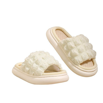 Comfy Summer Cotton Linen Slipper Slides – Non-Slip Open Toe Slippers