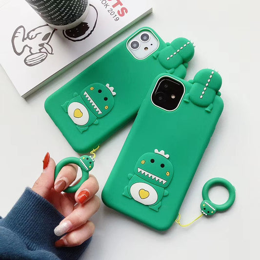 Cute Dinosaur & Duck Silicone Phone Case with Lanyard