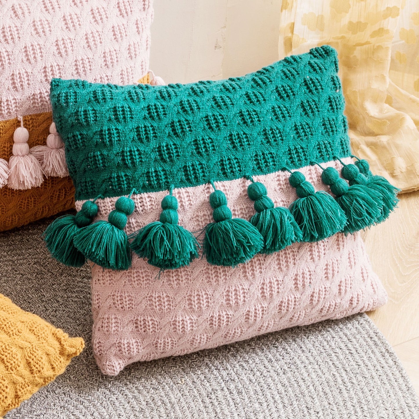 Braided Dual Color Square Pillow | Modern Throw Pillows