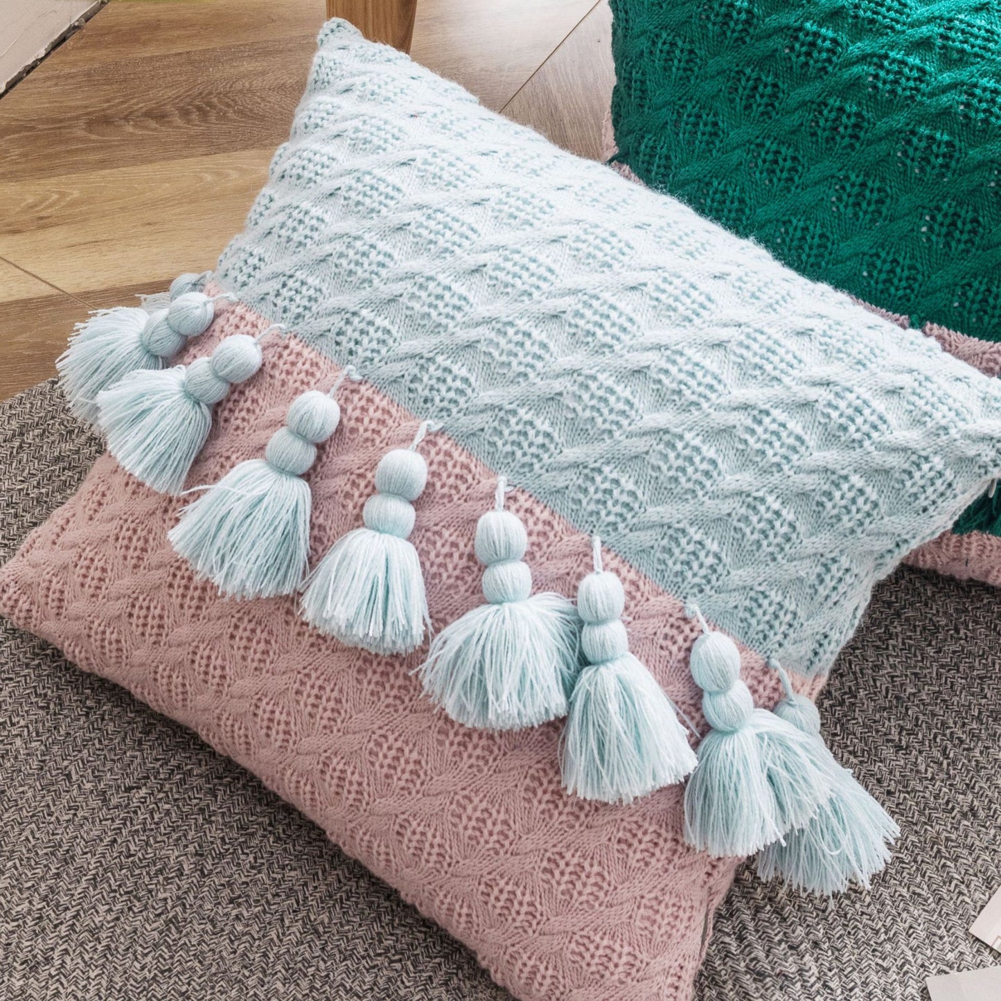 Braided Dual Color Square Pillow | Modern Throw Pillows