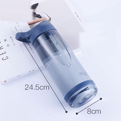 Bright Transparent Large Water Bottle with Straw & Handle – 4 Color Variants