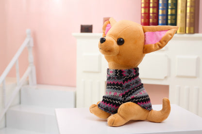 Charming Chihuahua Dog Plush Toy in Colorful Sweater