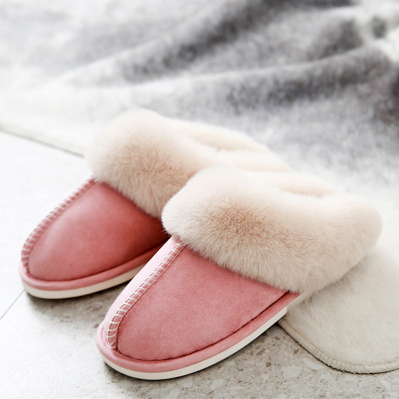 Faux Fur Trimmed Plush Winter Slippers – Unisex, Closed Toe Slippers