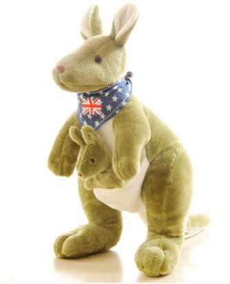 Cute Stuffed Kangaroo Wearing Australian Scarf