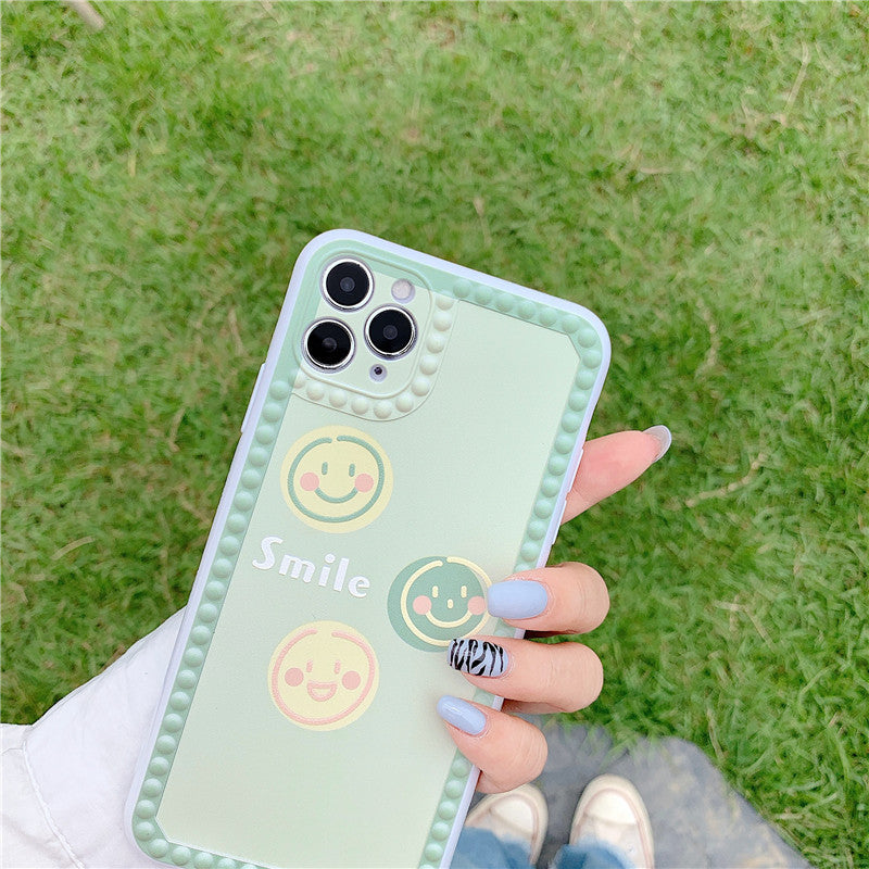 Green Smiley Face Cute Phone Case with Soft Matte Finish with 3D Borders