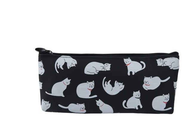 Cute Cat-Themed Silicone Zipper Pencil Case – Small & Colorful