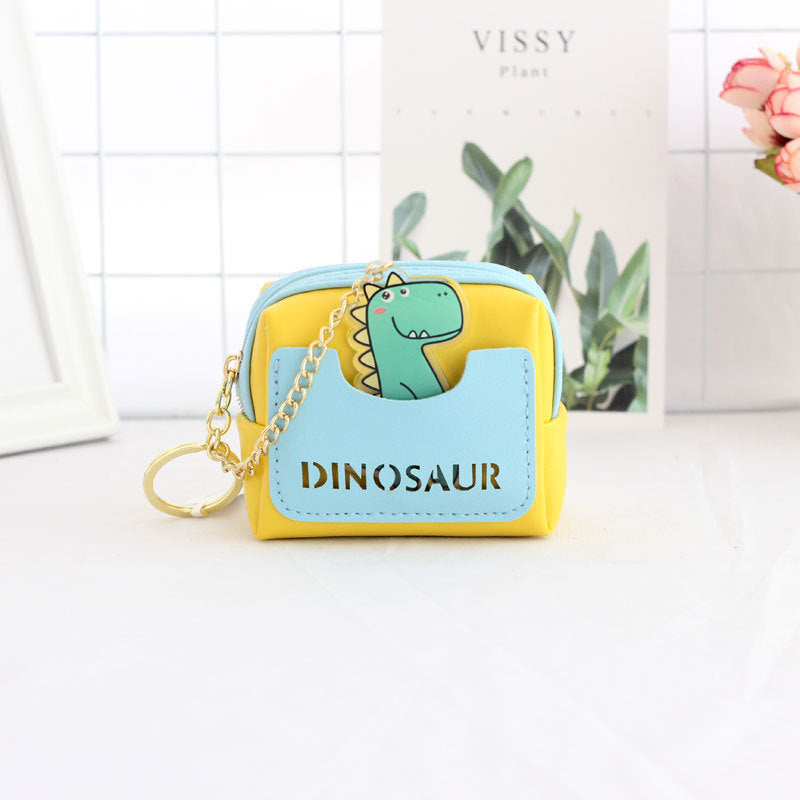 Colorful Dinosaur Chain Zipper Coin Purse – Cute Square Design