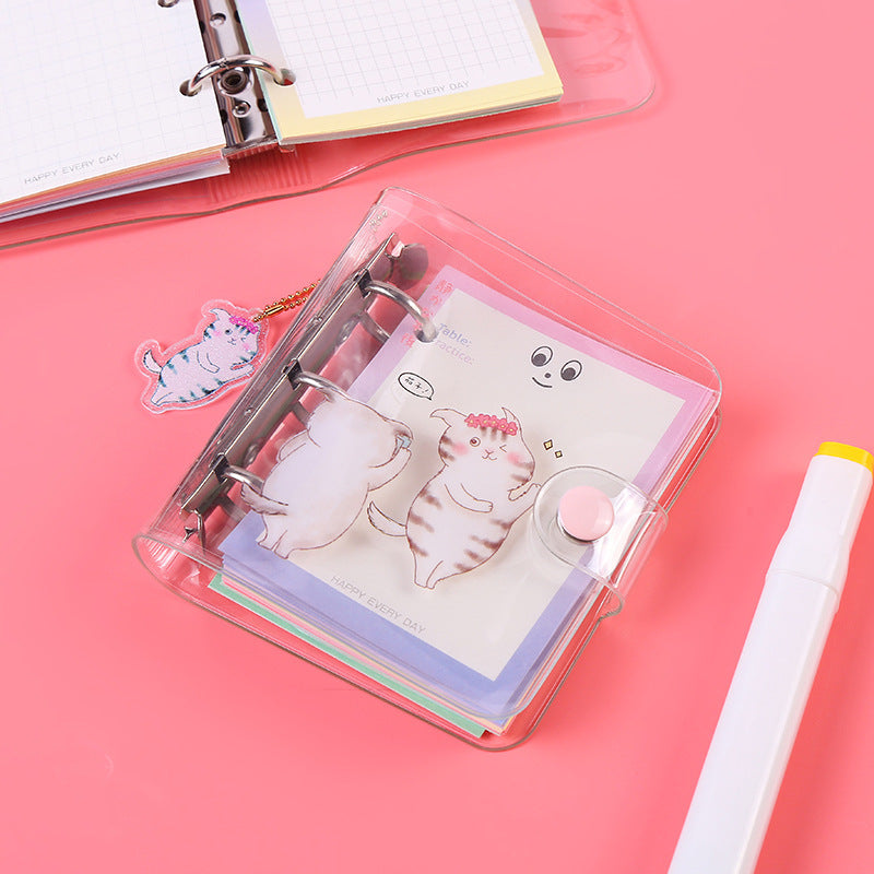 Transparent Spiral Mini Notebook with Cute Cartoon Designs