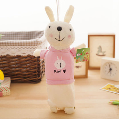 Bright, Large Capacity and Standing Plush Rabbit Pencil Case in Vibrant Colors