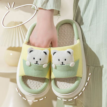 Cute Bear Plush Unisex Slippers – Thick Sole Indoor Bedroom Slippers