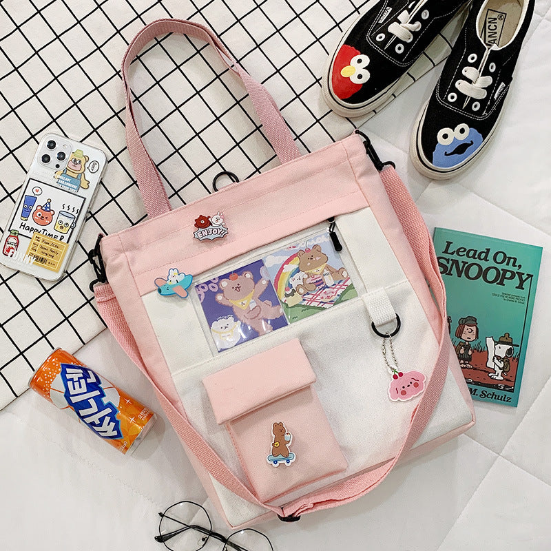 Unisex Large-Capacity Canvas Tote Bag - Multi Pocket Design