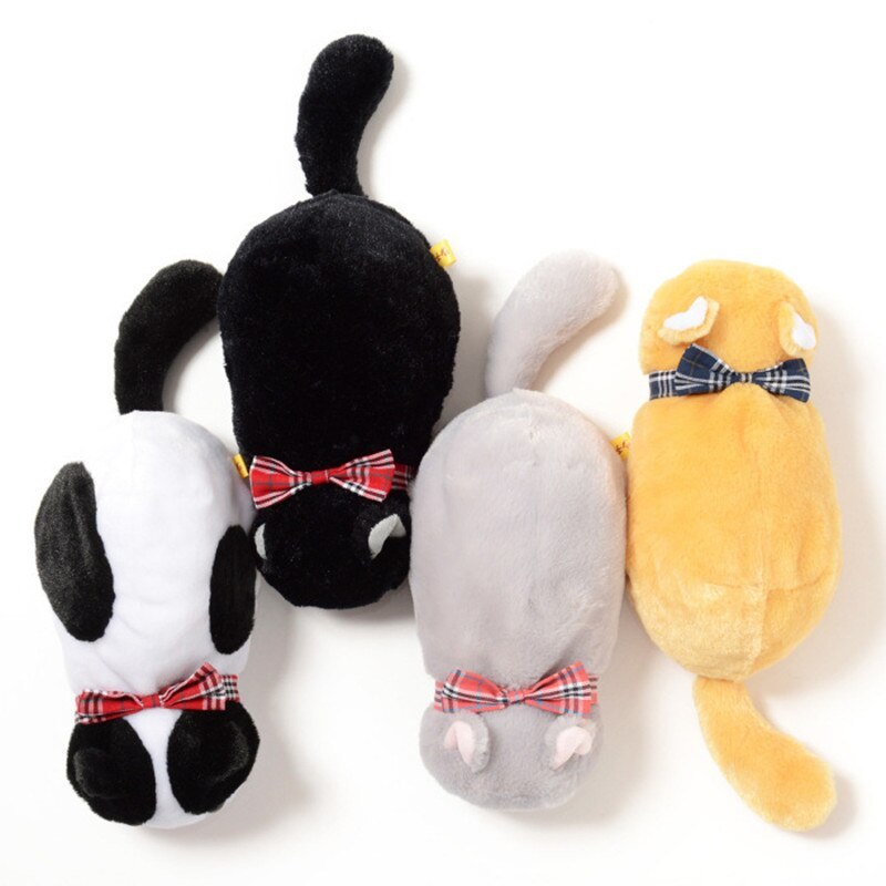 Adorable Cat Plush Pencil Cases with Bowtie – 5 Soft Variants