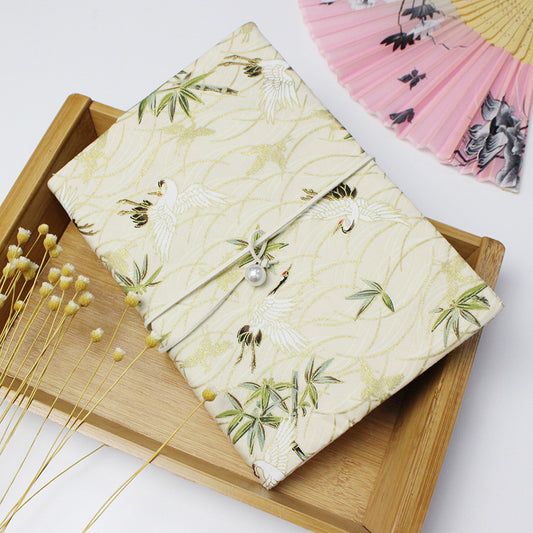 Elegant Cloth Journal with Crane Print, A5 & A6 Sizes