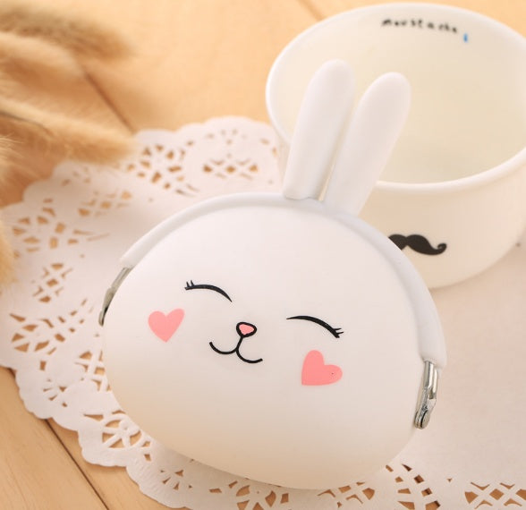 Cute Rabbit Silicone Coin Purse with Heart Cheeks Design