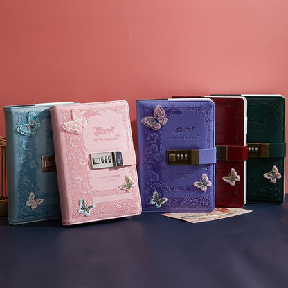 Elegant Butterfly Leather Journal with Lock