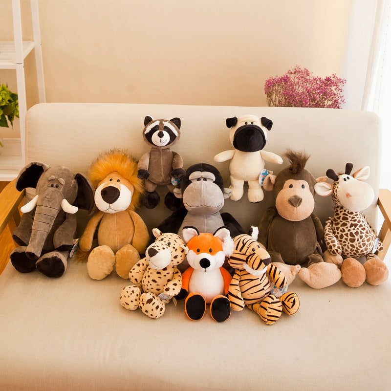 Adorable Jungle Animal Stuffed Toys with Fluffy Fur and Cute Faces