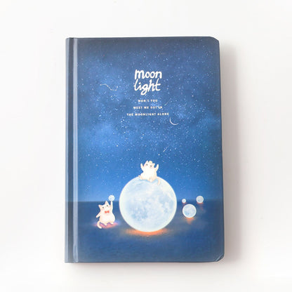 Hardcover Lunar Diary with Dreamy Moonlight Cat Design