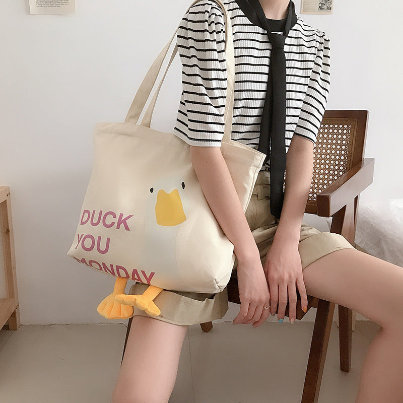 Cute Hanging Feet Duck Tote Bag | Large and Mini Tote Bag