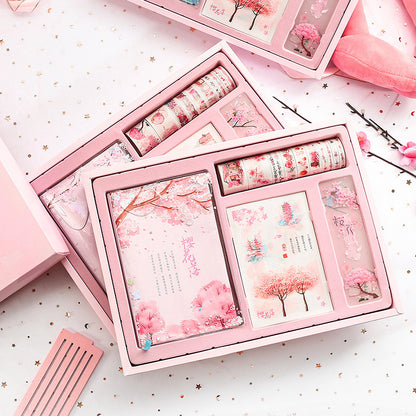 Sakura Blossom Cute Pink Japanese Diary Set with Washi Tapes