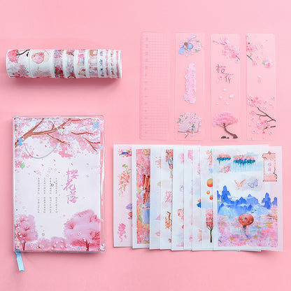 Sakura Blossom Cute Pink Japanese Diary Set with Washi Tapes