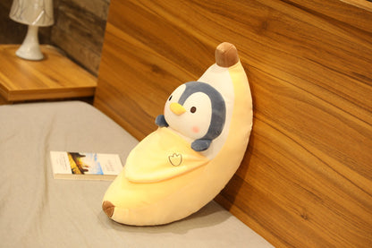 Large Peeling Banana Plush Toy with Cute Animal Variants - Bunny, Pig, Penguin & More