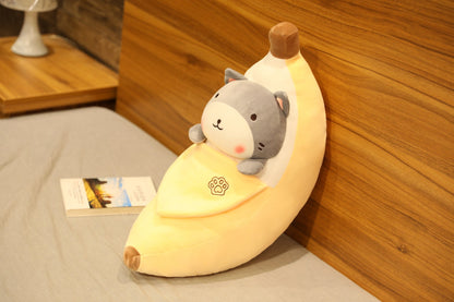 Large Peeling Banana Plush Toy with Cute Animal Variants - Bunny, Pig, Penguin & More