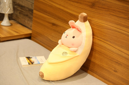 Large Peeling Banana Plush Toy with Cute Animal Variants - Bunny, Pig, Penguin & More