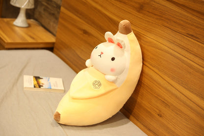 Large Peeling Banana Plush Toy with Cute Animal Variants - Bunny, Pig, Penguin & More