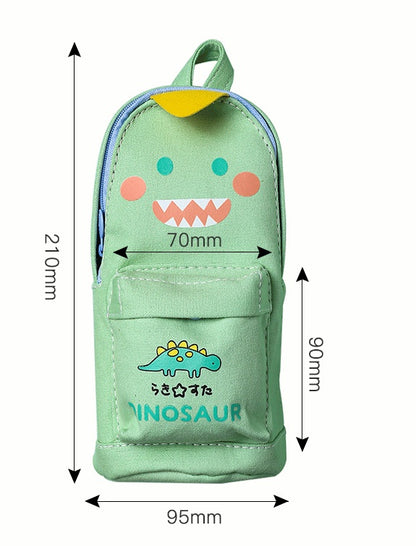 Bright Animal-Themed Dinosaur Canvas Standing Pencil Cases for School