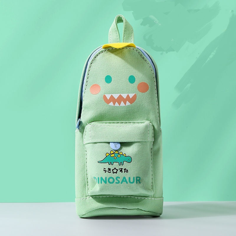 Bright Animal-Themed Dinosaur Canvas Standing Pencil Cases for School