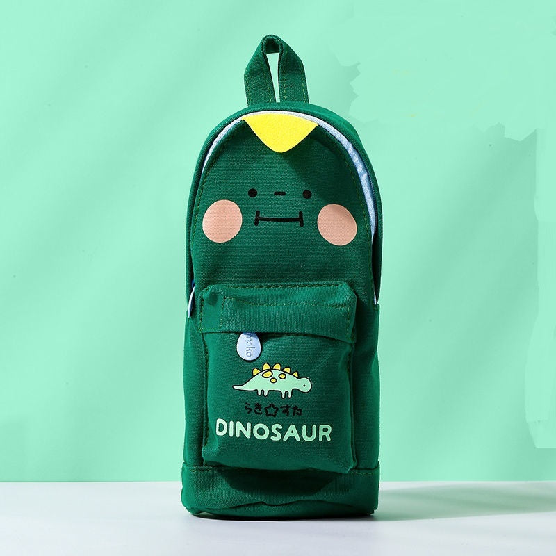 Bright Animal-Themed Dinosaur Canvas Standing Pencil Cases for School