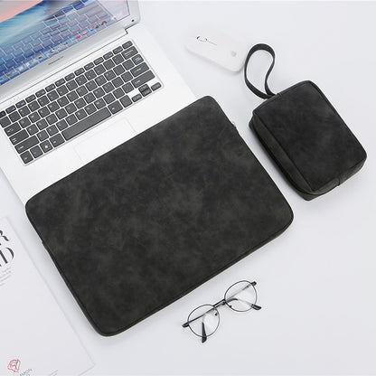 Matte Suede Texture Laptop Sleeve with Charger Pouch (13-15 Inch)