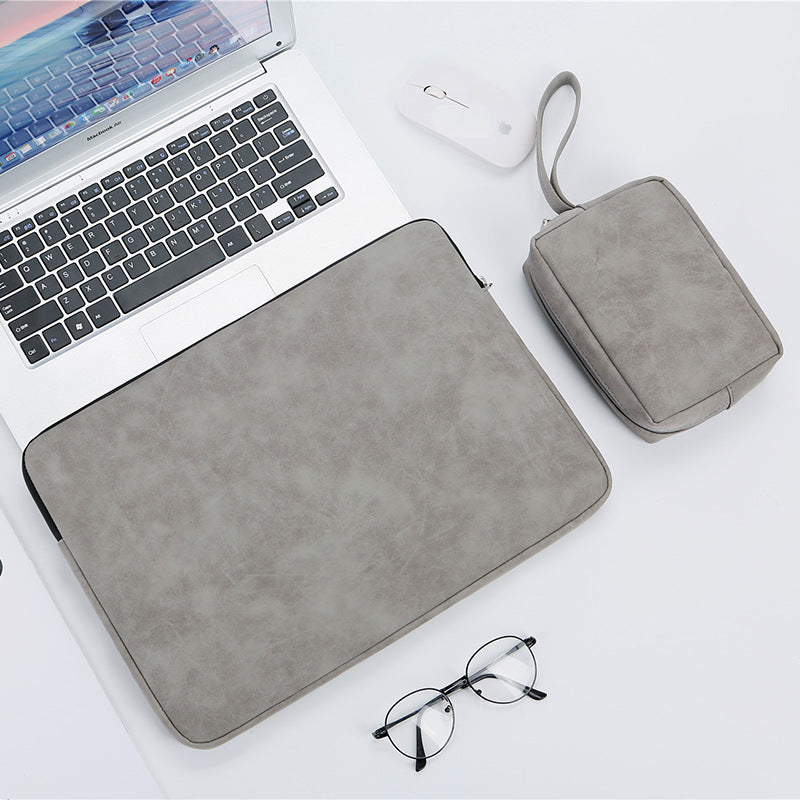 Matte Suede Texture Laptop Sleeve with Charger Pouch (13-15 Inch)