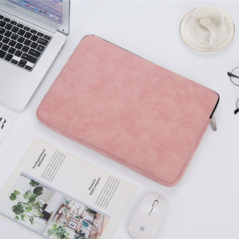 Matte Suede Texture Laptop Sleeve with Charger Pouch (13-15 Inch)