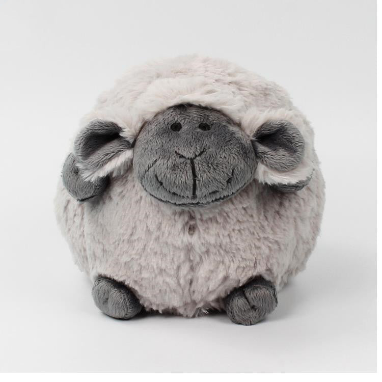 Cute Round Sheep Plush Toy Set in White & Gray Variants