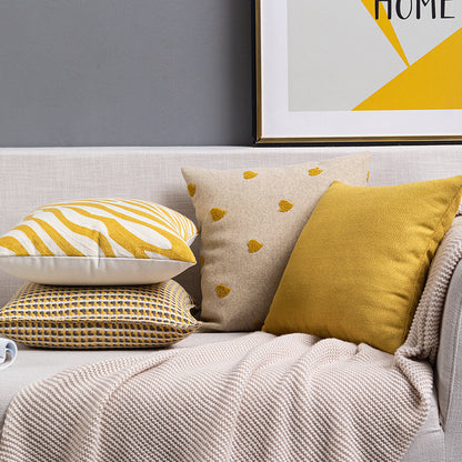 Yellow Geometric Soft Sofa & Chair Pillow Covers with Patterns