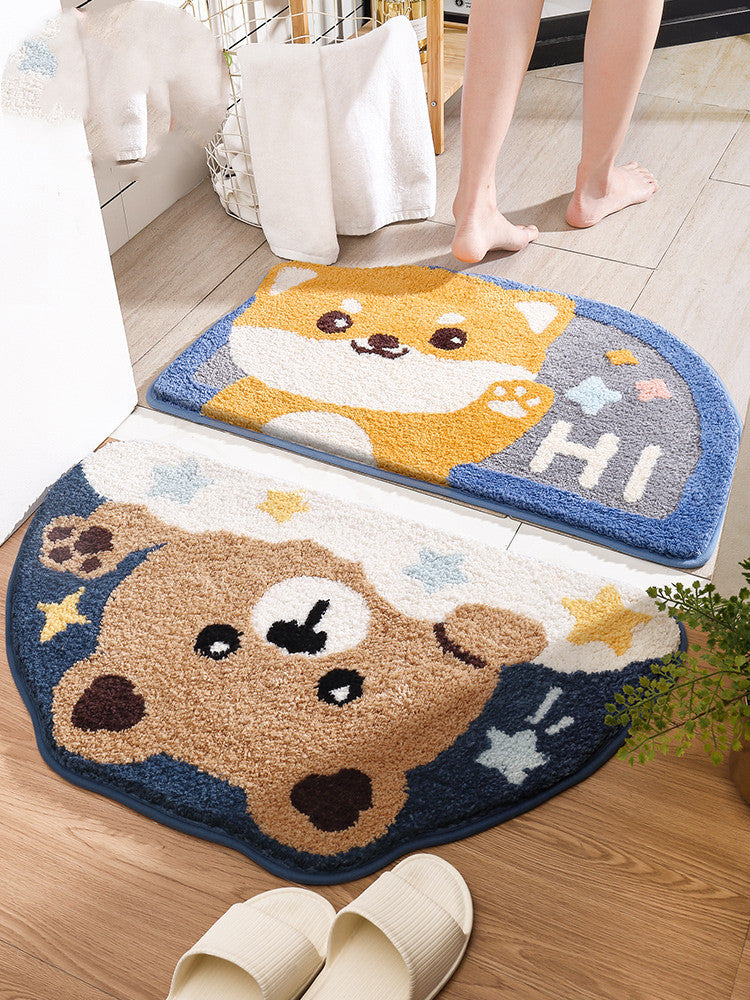 Animal Character Non-Slip Floor Mat | Absorbent & Playful Indoor/Outdoor Mat