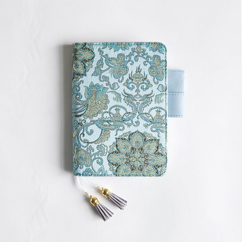 Elegant Blue Floral Diary with Gold Tassels – A5 & A6 Sizes