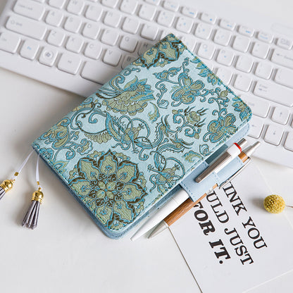 Elegant Blue Floral Diary with Gold Tassels – A5 & A6 Sizes