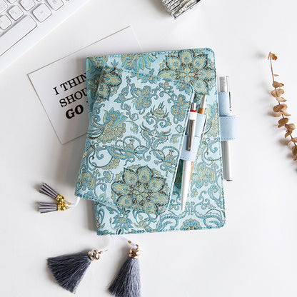 Elegant Blue Floral Diary with Gold Tassels – A5 & A6 Sizes