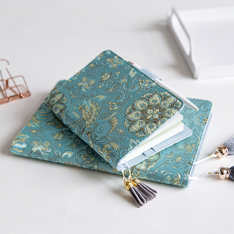 Elegant Blue Floral Diary with Gold Tassels – A5 & A6 Sizes