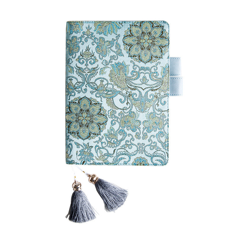 Elegant Blue Floral Diary with Gold Tassels – A5 & A6 Sizes