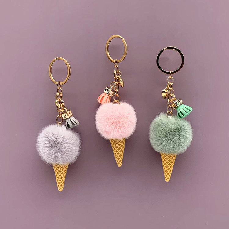 Ice Cream Cone Shaped Plush  Keychain