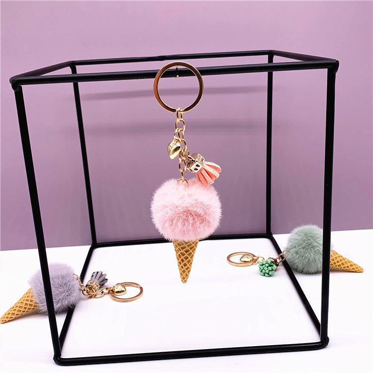 Ice Cream Cone Shaped Plush  Keychain